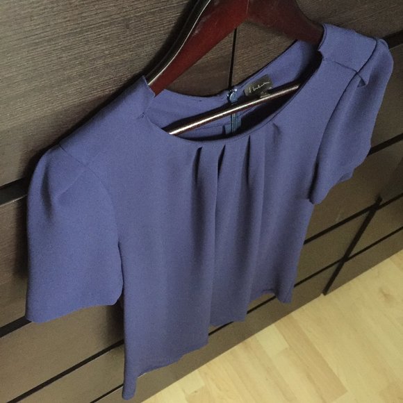 Aritzia Babaton Short-Sleeved Blouse - Navy Blue - Picture 3 of 5